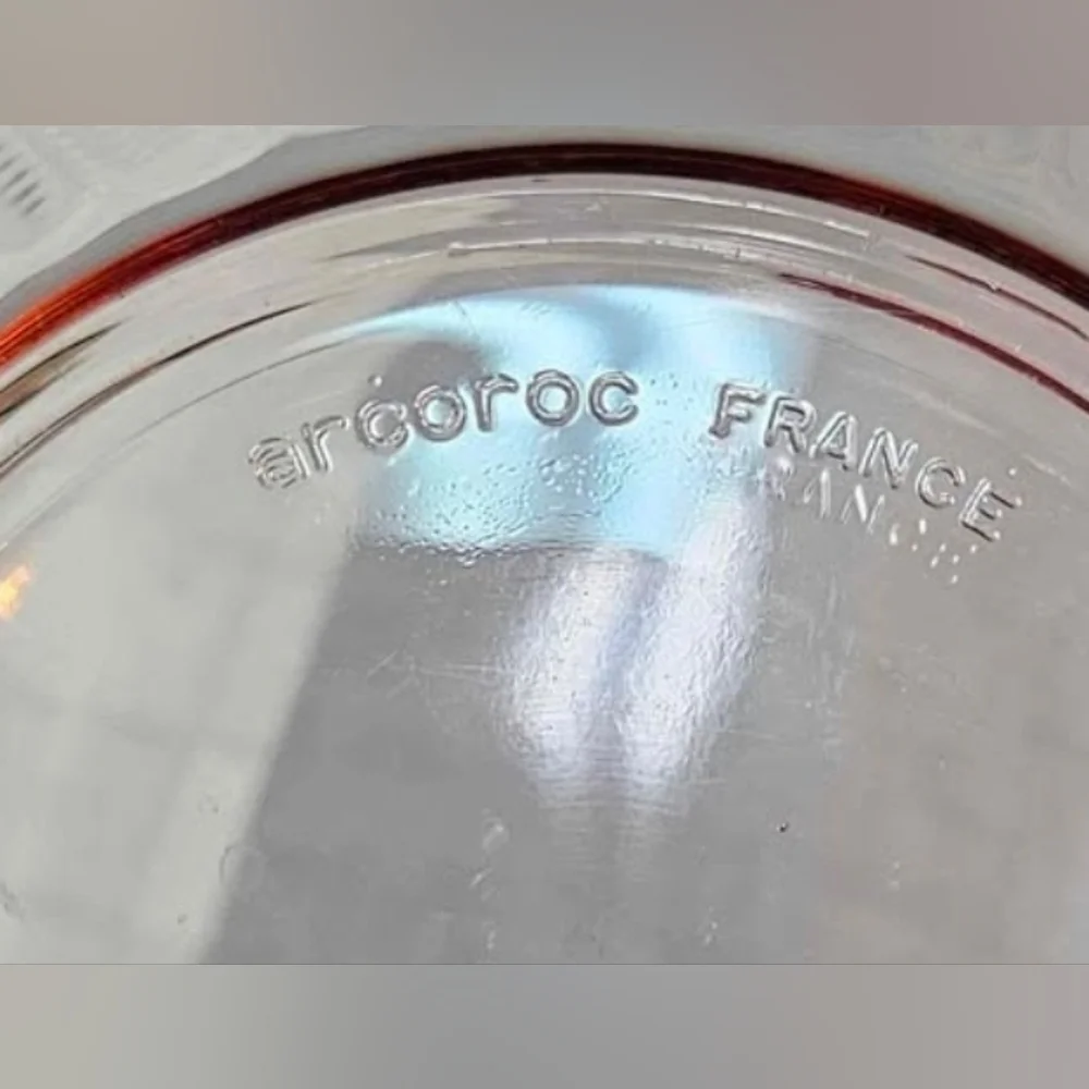 Vintage Arcoroc France ROSALINE Pink Swirl Glass 9